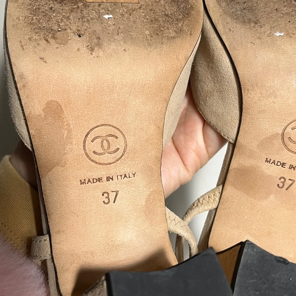 Chanel Beige and Black Women's Shoes slingbacks heels - Picture 8 of 11